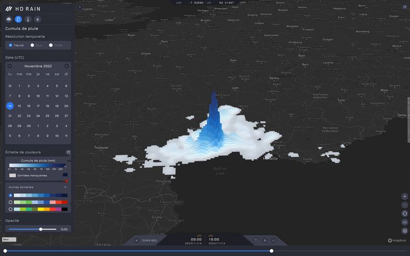 Capture d'écran de Weather View v1 - données de pluie
